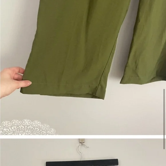 Madewell Drapey Pleated Wide Leg Cropped Pants in Kale Green Size 10 - Picture 4 of 7
